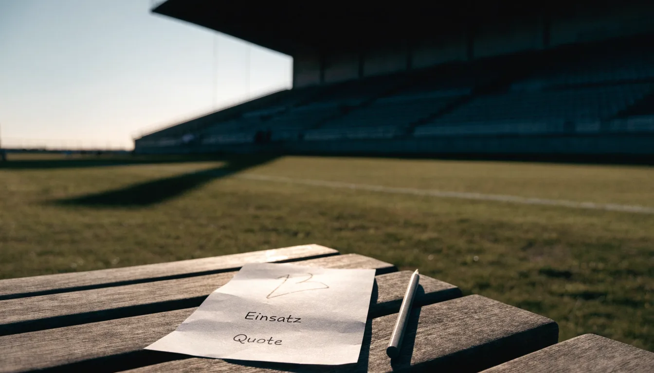Eine leere Stadiontribüne bei Sonnenaufgang aus der Ferne, lange Schatten fallen über die Sitzreihen