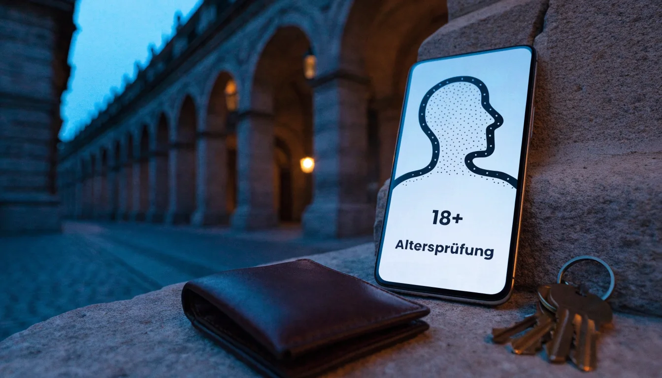 Ein Laubengang mit Kopfsteinpflaster in der Dämmerung, einzelne Laternen leuchten warm unter den Bögen