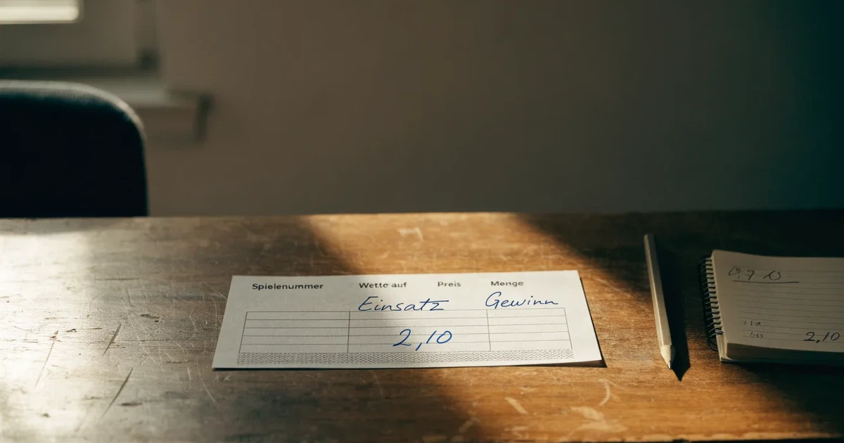 Ein Massband liegt aufgerollt auf einer Werkbank neben einem Bleistift und einem Holzbrett.